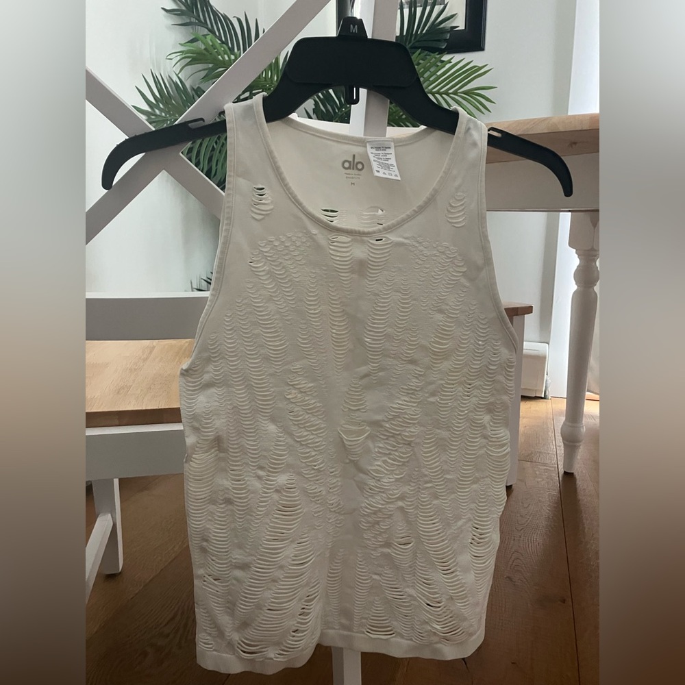 Alo Yoga Women’s Vixen Mesh Tank Top White M